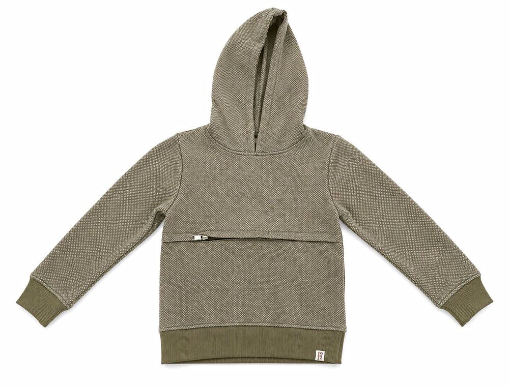 Sovereign Code Boys Size 8 Gray Geometric Knit Pullover Hoodie Zip Pocket LS